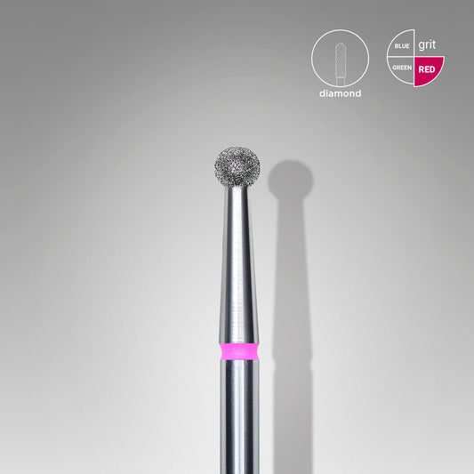 Diamond nail drill bit, "ball", red, head diameter 2.7 mm image 0