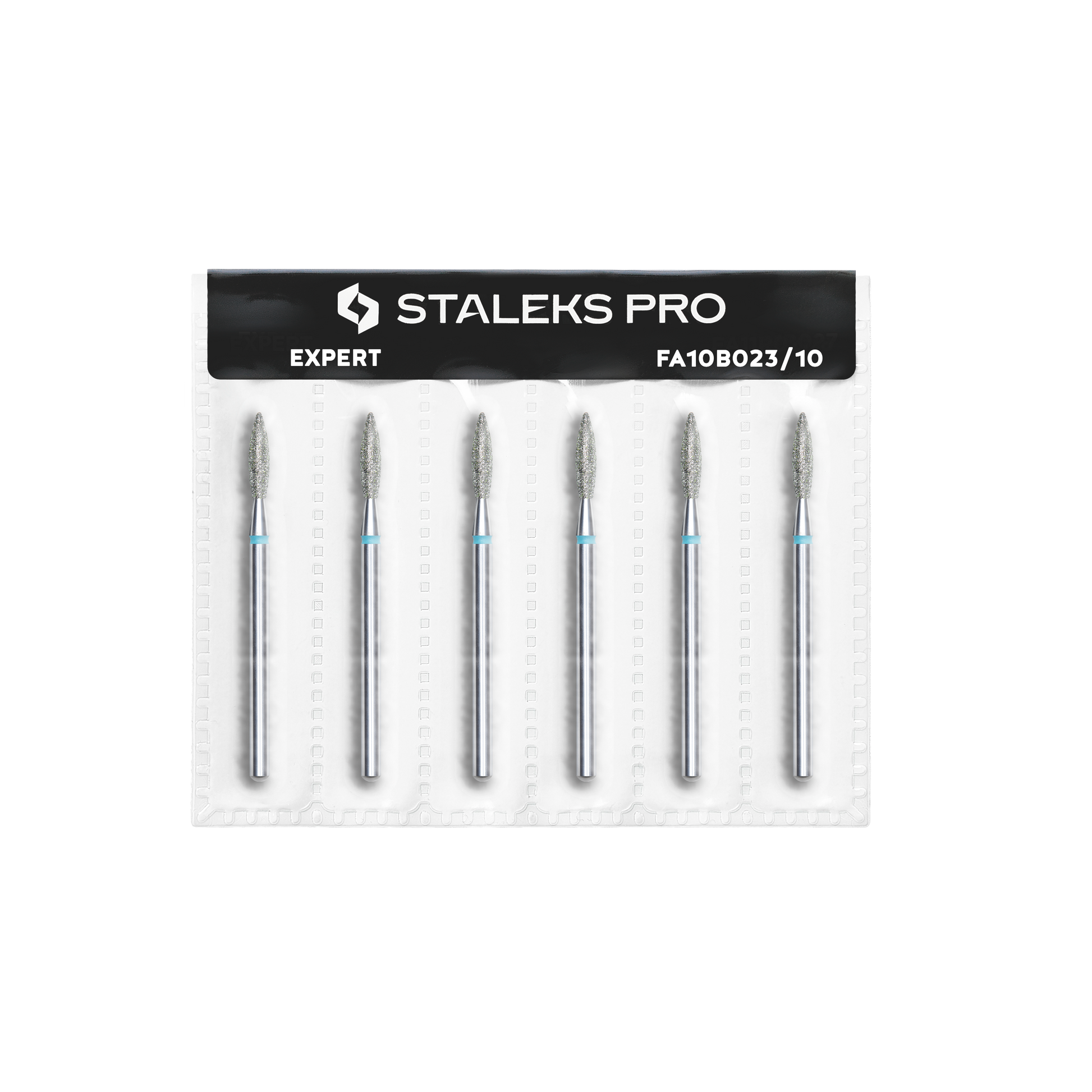 Diamond nail drill bit, "flame" , blue, head diameter 2.3 mm/ working part 10 mm (sets 6 pcs) image 2