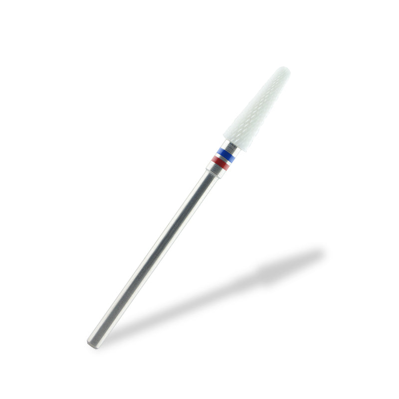 Conical Shape (Cross Cut). Ceramic nail drill bit. Red-Blue image 1
