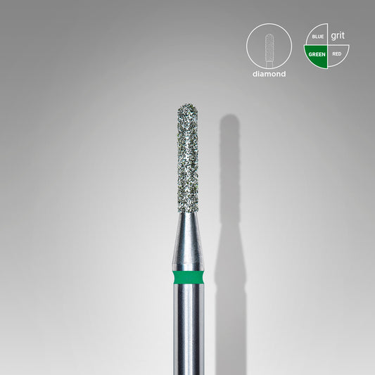 Diamond nail drill bit, rounded "cylinder", green, head diameter 1.4 mm/ working part 8 mm image 0