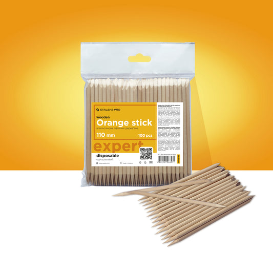 Orange stick STALEKS PRO for manicure, wooden 110 mm (100 pcs) image 0