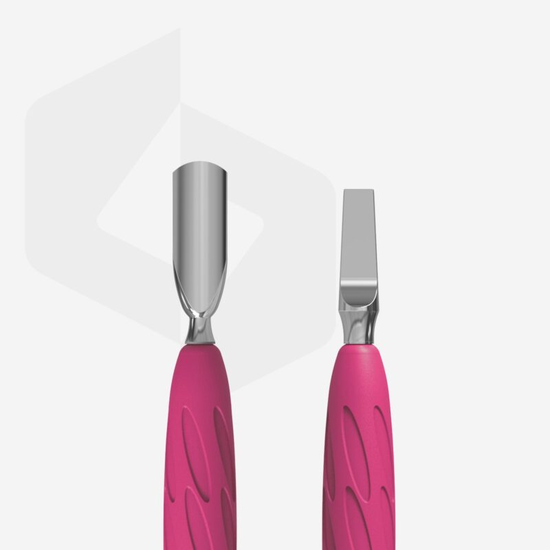 Manicure pusher with silicone handle “Gummy” UNIQ 10 TYPE 5 (narrow rounded pusher + wide blade) image 1