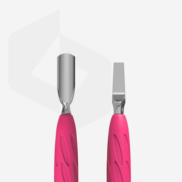 Manicure pusher with silicone handle “Gummy” UNIQ 10 TYPE 5 (narrow rounded pusher + wide blade) image 1
