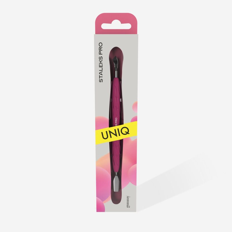 Manicure pusher with silicone handle “Gummy” UNIQ 10 TYPE 4.2 (narrow rounded pusher + bent blade) image 3