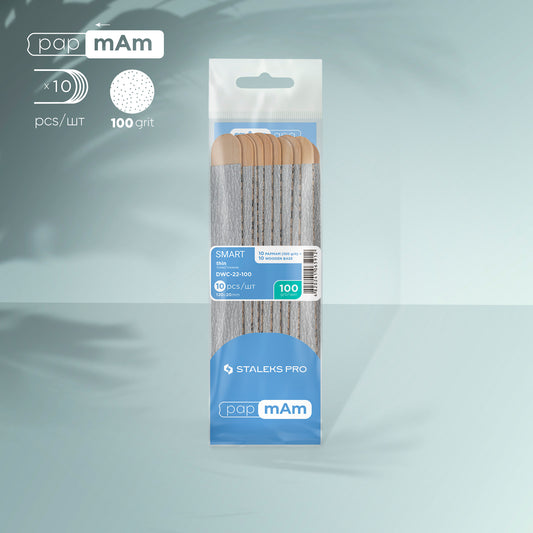 Disposable files papmAm on a wooden base Staleks Pro Smart 22, 100 grit (10 pcs) image 0