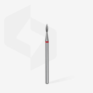 Diamond nail drill bit pointed flame red EXPERT head diameter 1,8 mm / working part 8 mm image 1