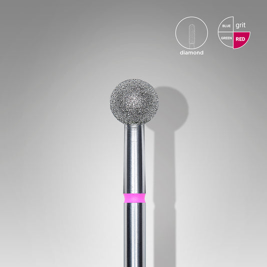 Diamond nail drill bit, "ball", red, head diameter 5 mm image 0