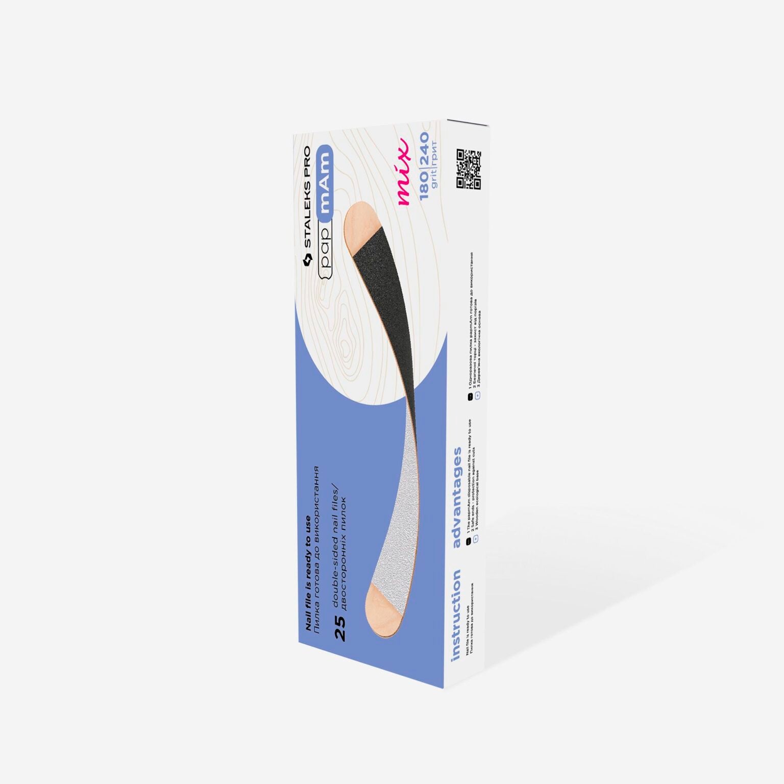Disposable double-sided files papmAm Mix EXPERT 22 on a wooden base 100/180 grit (25 pcs) image 3