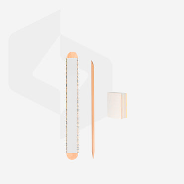 Disposable set EXPERT 30 (papmAm Mix on a wooden base 100/180 grit, buff 180/240 grit, orange stick 110 mm) image 1