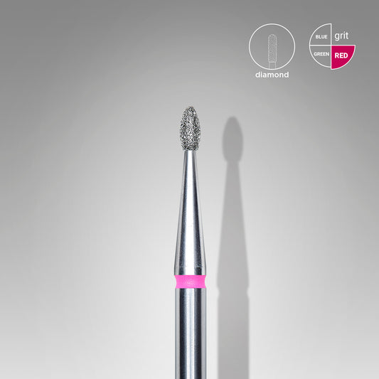 Diamond nail drill bit, rounded "bud" , red, head diameter 1.6 mm/ working part 3.4 mm image 0