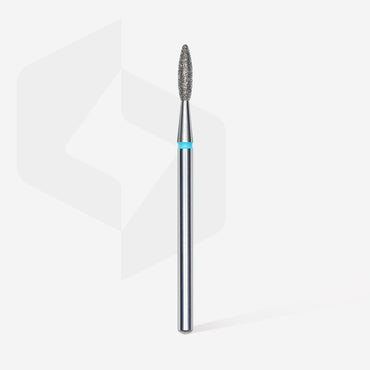 Diamond nail drill bit, "flame" , blue, head diameter 2.1 mm/ working part 8 mm image 1