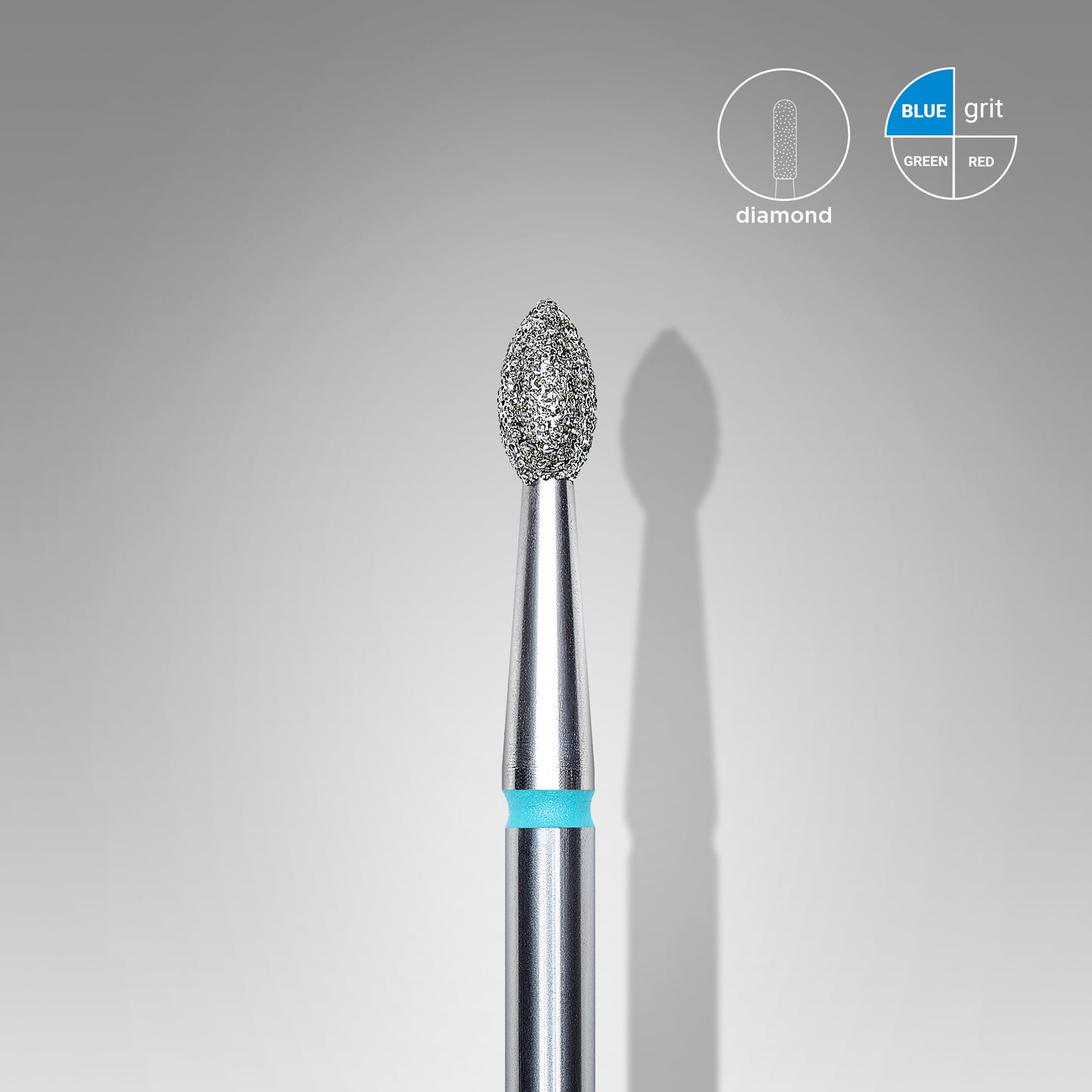 Diamond nail drill bit, pointed "bud" , blue, head diameter 2.5 mm/ working part 4.5 mm image 0