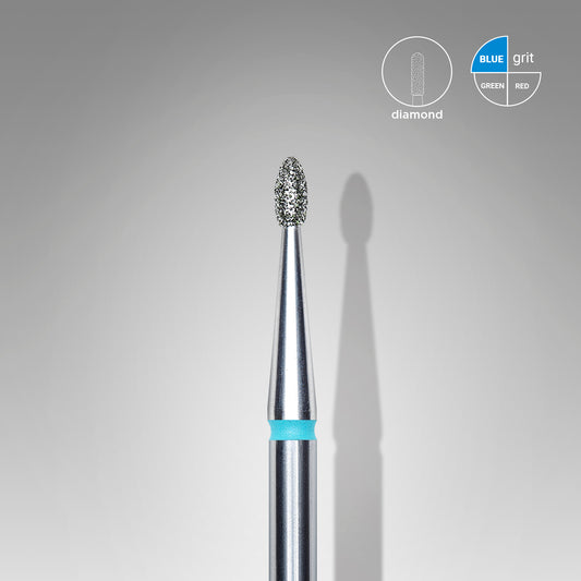 Diamond nail drill bit, rounded "bud" , blue, head diameter 1.6 mm/ working part 3.4 mm image 0