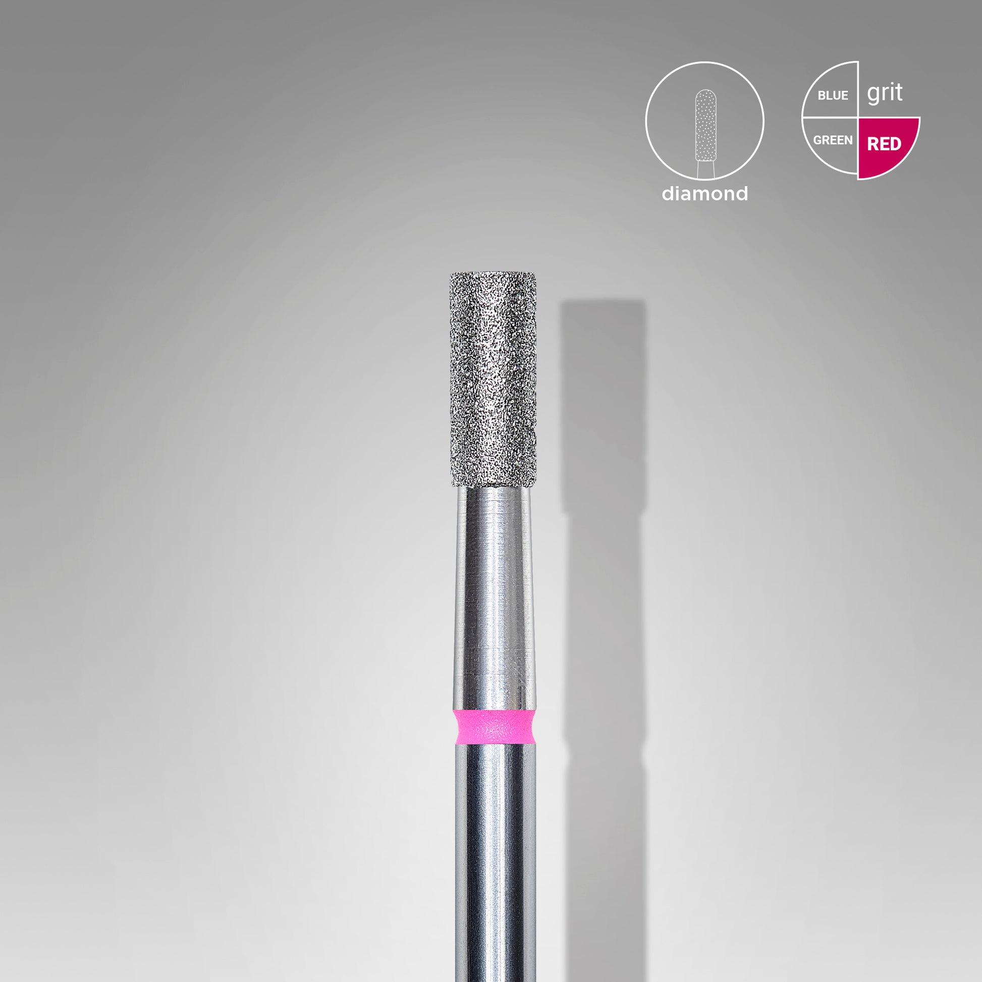 Diamond nail drill bit, "cylinder", red, head diameter 2.5 mm/ working part 6 mm (6 pcs) image 0