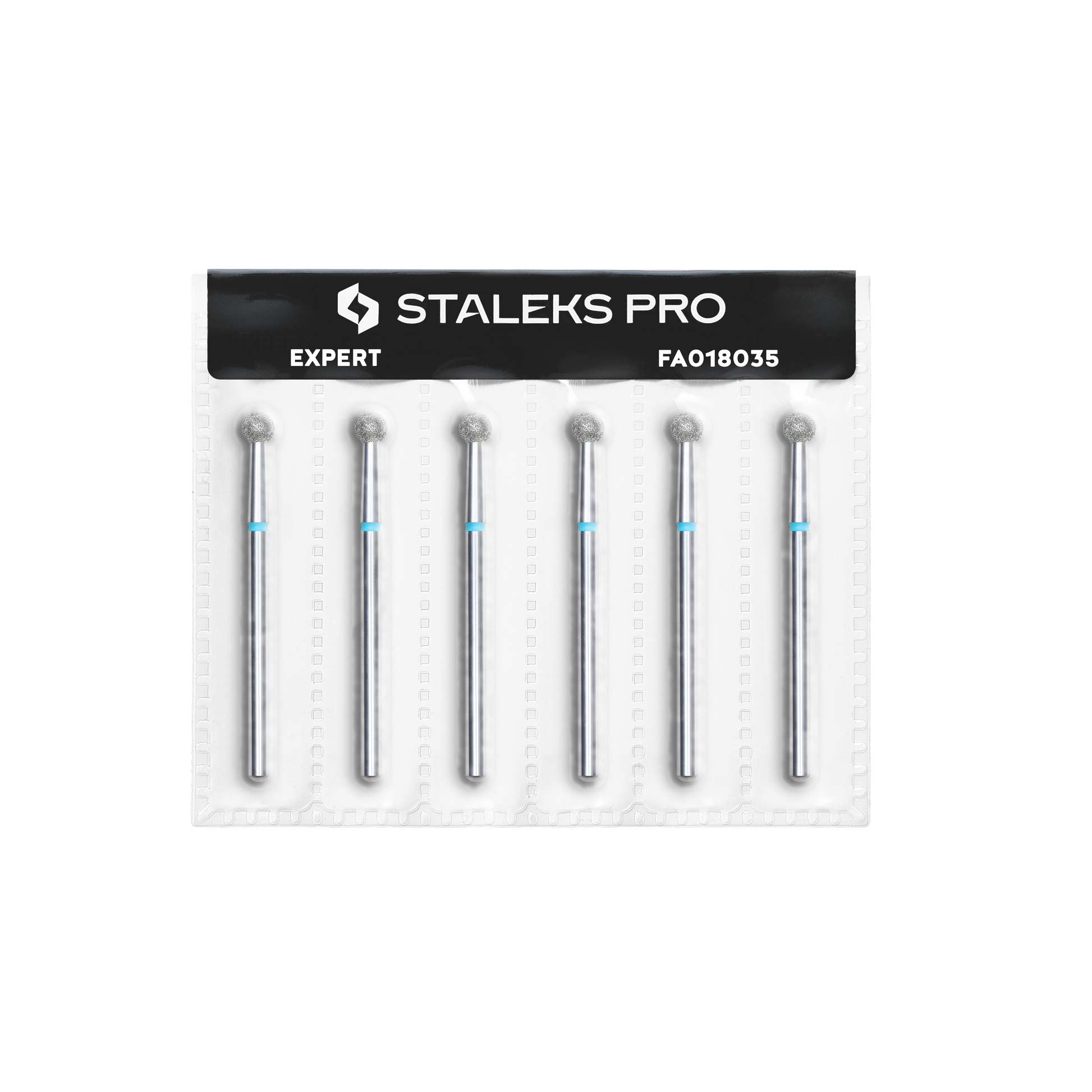 Diamond nail drill bit, "ball", blue, head diameter 3,5 mm (6 pcs) image 2