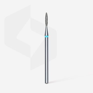 Diamond nail drill bit "flame", sharp, blue,  head diameter 1.6  mm/ working part 8 mm image 1