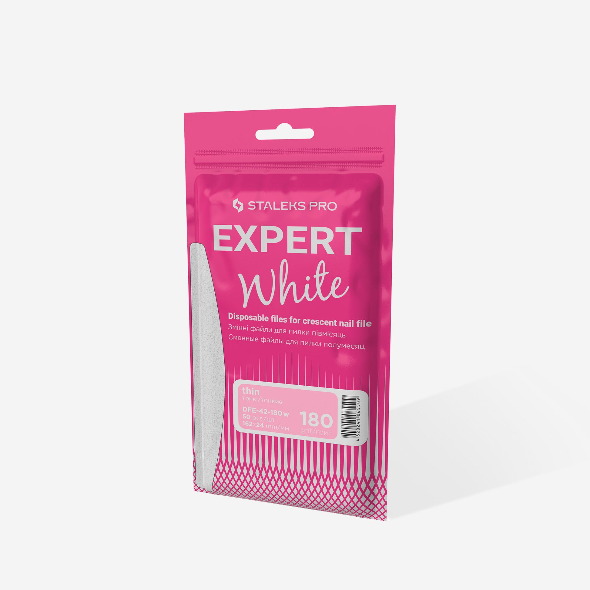 White disposable files for straight nail file Staleks Pro Expert 42, 180 grit (50 pcs) image 3