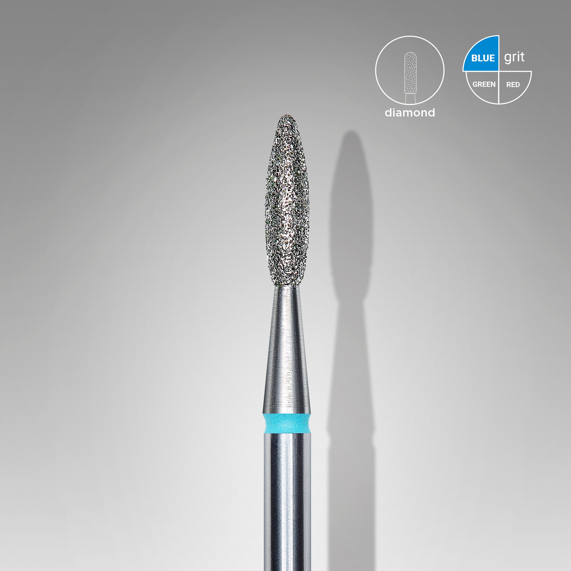 Diamond nail drill bit, "flame" , blue, head diameter 2.1 mm/ working part 8 mm image 0