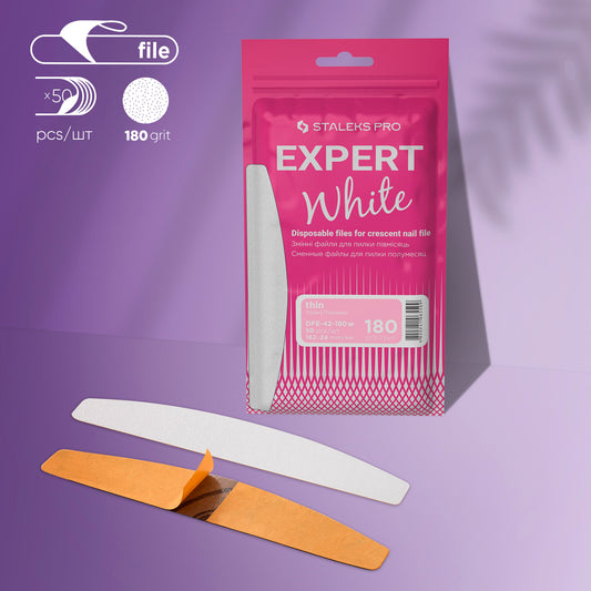 White disposable files for straight nail file Staleks Pro Expert 42, 180 grit (50 pcs) image 0