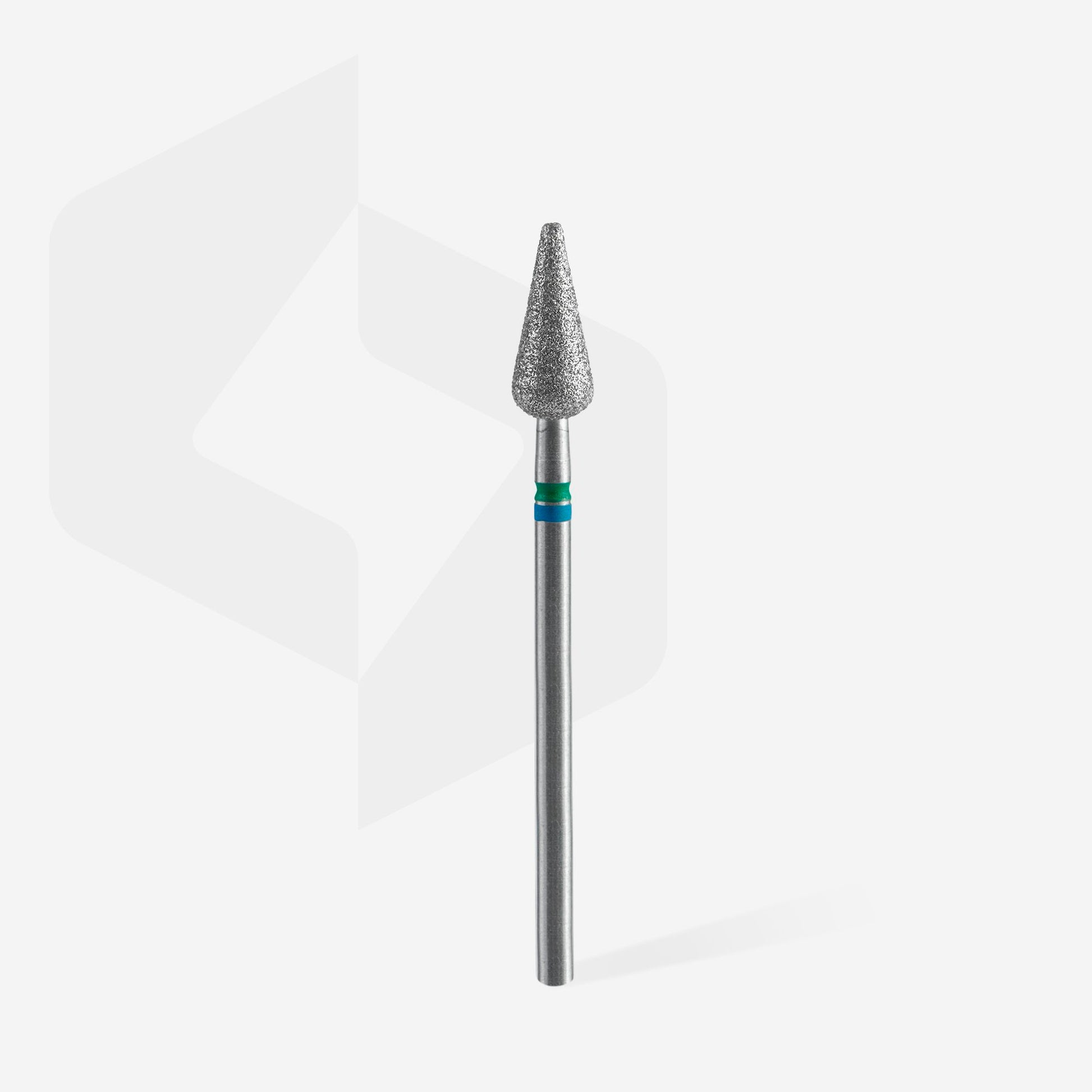 Diamond nail drill bit DUO pointed pear blue-green EXPERT head diameter 5 mm / working part 12 mm image 1