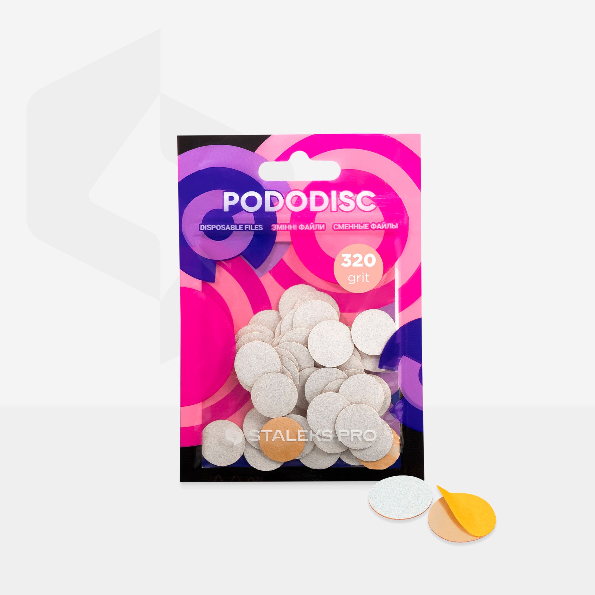 White refill pads for pedicure disc Pododisc Staleks Pro S, 320 grit (50 pc) image 2