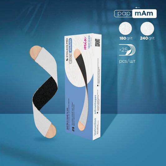 Disposable double-sided files papmAm Mix EXPERT 22 on a wooden base 180/240 grit (25 pcs) image 0