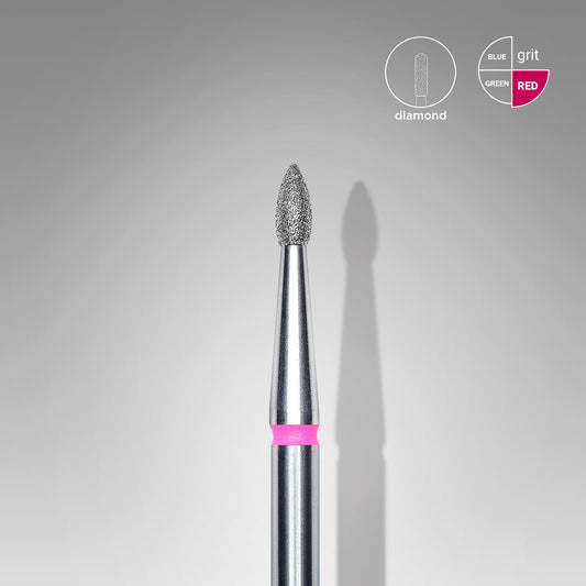Diamond nail drill bit, pointed "bud" , red, head diameter 1.8 mm/ working part 4 mm image 0