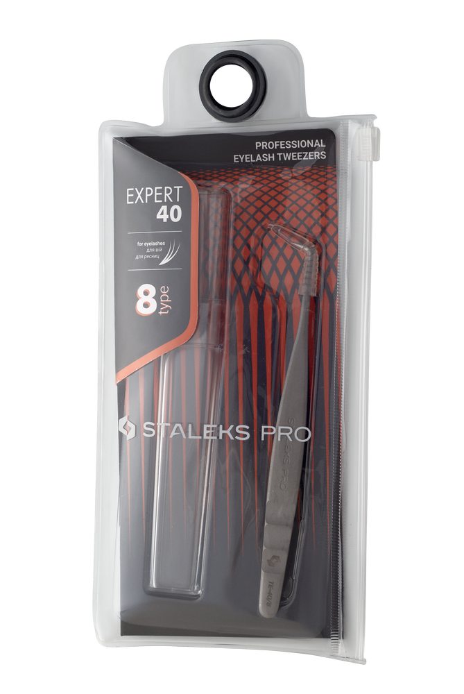 Professional eyelash tweezers EXPERT 40 TYPE 8 (curved tweezers for volume extension,85') image 4