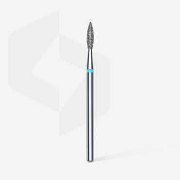 Diamond nail drill bit "flame", sharp, blue,  head diameter 2.1  mm/ working part 8 mm image 1