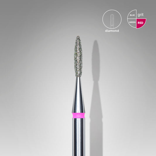 Diamond nail drill bit, "flame" , red, head diameter 1.6 mm/ working part 8 mm image 0