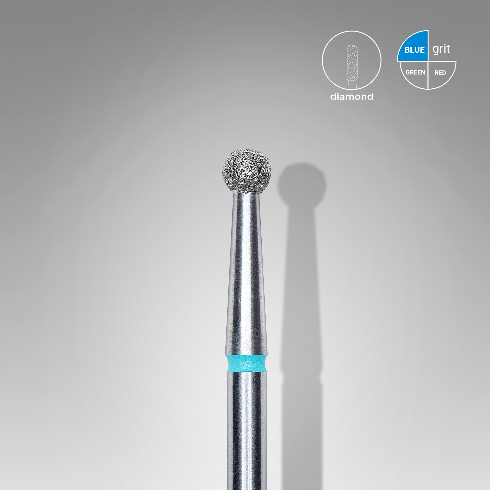 Diamond nail drill bit, "ball", blue, head diameter 2.7 mm (6 pcs) image 0