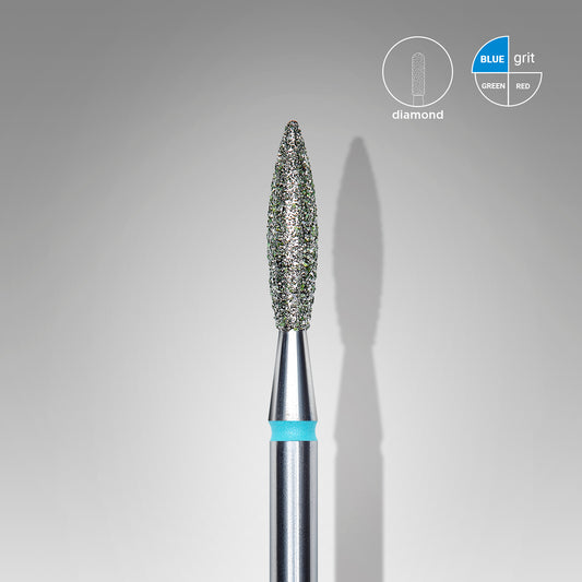 Diamond nail drill bit, "flame" , blue, head diameter 2.3 mm/ working part 10 mm image 0
