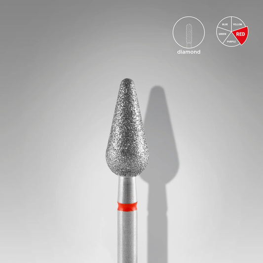 Diamond nail drill bit rounded pear red EXPERT head diameter 5 mm / working part 12 mm image 0