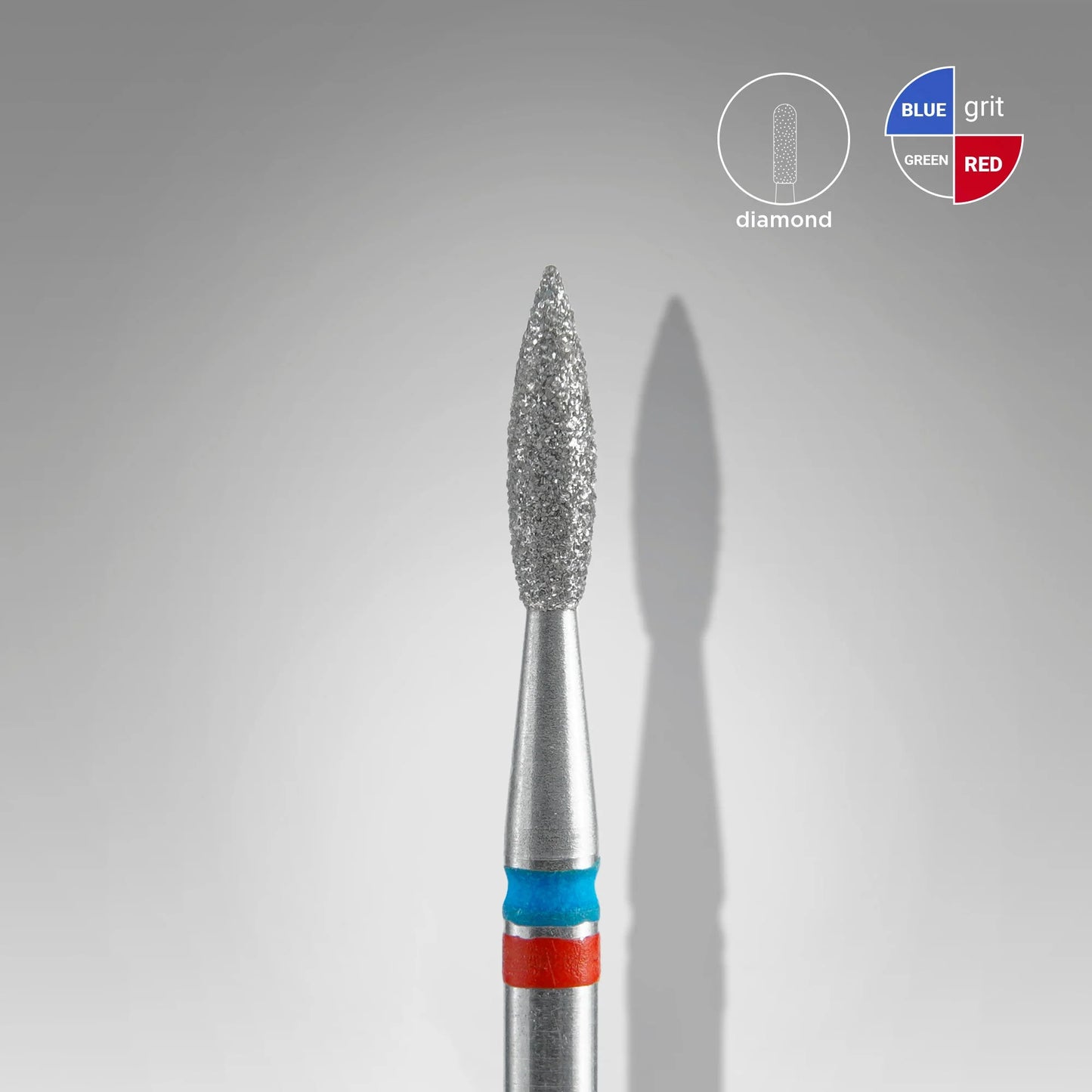 Diamond nail drill bit DUO flame red-blue EXPERT head diameter 2,1 mm / working part 8 mm image 0