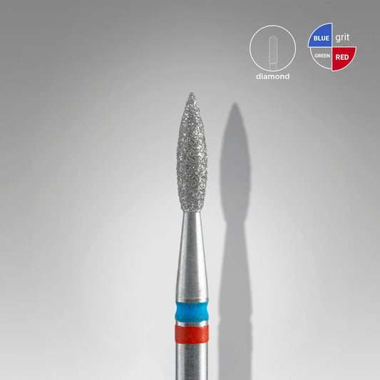 Diamond nail drill bit DUO flame red-blue EXPERT head diameter 2,1 mm / working part 8 mm image 0