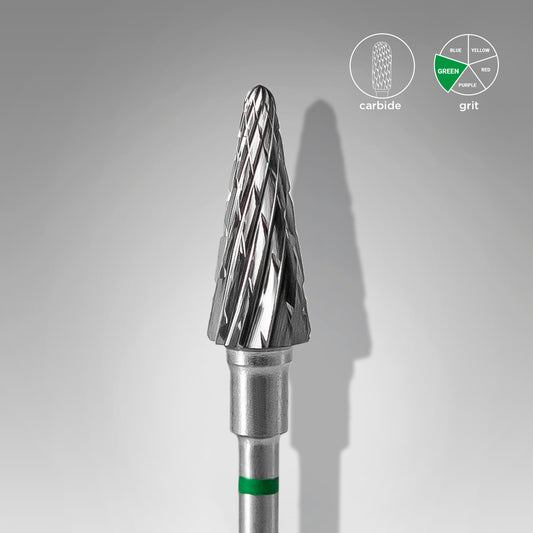 Carbide nail drill bit, “cone” green, head diameter 6 mm / working part 14 mm image 0
