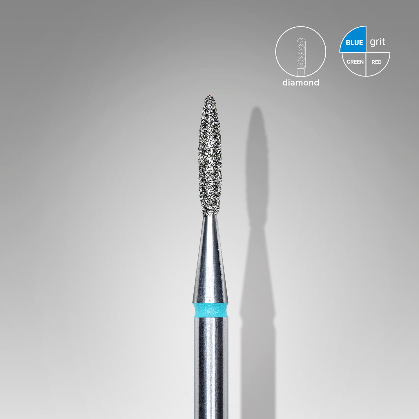 Diamond nail drill bit "flame", sharp, blue,  head diameter 1.6  mm/ working part 8 mm image 0