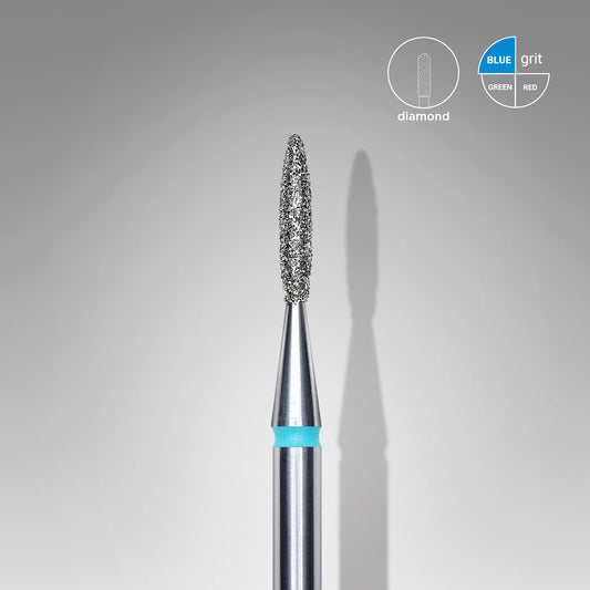 Diamond nail drill bit "flame", sharp, blue,  head diameter 1.6  mm/ working part 8 mm image 0