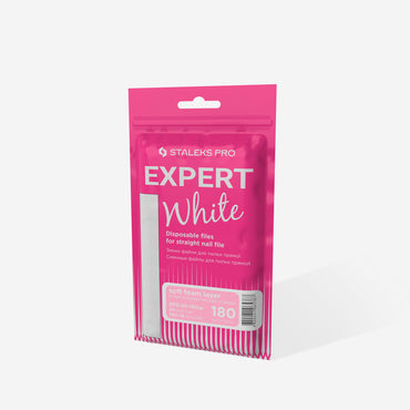 Disposable white files for straight nail file on a soft foam layer EXPERT 20 180 grit (30 pcs) image 1