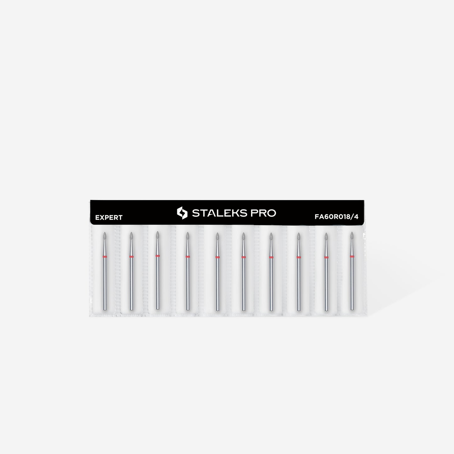 Diamond nail drill bit, pointed "bud" , red, head diameter 1.8 mm/ working part 4 mm (6 pcs)