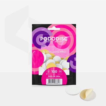 Disposable white files on soft foam layer for pedicure disc PODODISC L EXPERT 100 grit (50 pcs)