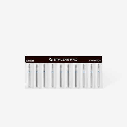 Diamond nail drill bit pointed flame blue EXPERT head diameter 2,1 mm / working part 8 mm