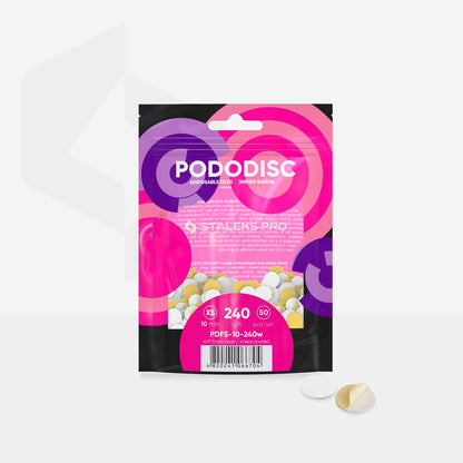Disposable white files on soft foam layer for pedicure disc PODODISC XS EXPERT 240 grit (50 pcs)