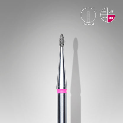 Diamond nail drill bit, rounded "bud" , red, head diameter 1.2 mm/ working part 3 mm (6 pcs) image 0