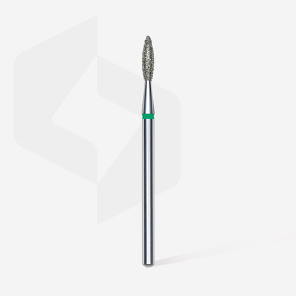 Diamond nail drill bit, "flame" , green, head diameter 2.1 mm/ working part 8 mm image 1