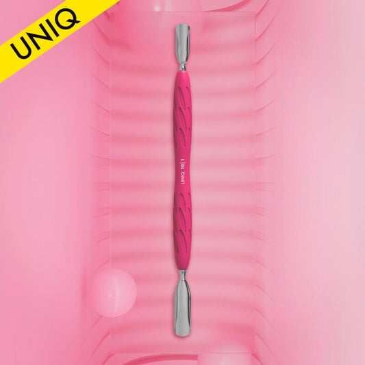 Manicure pusher with silicone handle “Gummy” UNIQ 10 TYPE 1 (wide rounded pusher + narrow rounded pusher) image 0