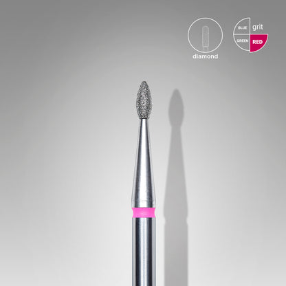 Diamond nail drill bit, "drop" , red, head diameter 1.6 mm/ working part 4 mm image 0