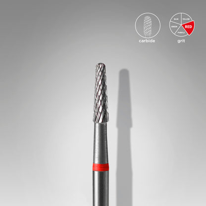 Carbide nail drill bit, “cone” red, head diameter 2.3 mm / working part 8 mm image 0