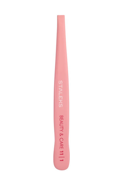 Eyebrow tweezers BEAUTY &amp; CARE 11 TYPE 1 (wide straight), pink colour image 3
