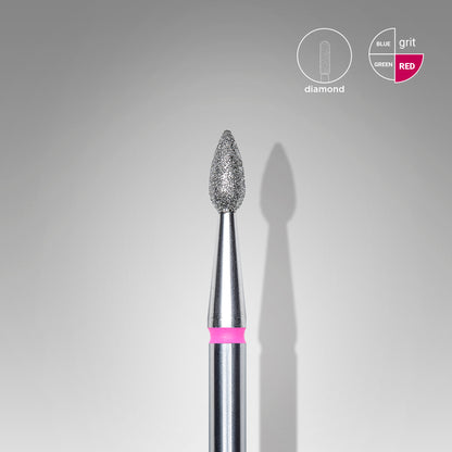 Diamond nail drill bit, "drop" , red, head diameter 2,3 mm/ working part 5 mm image 0